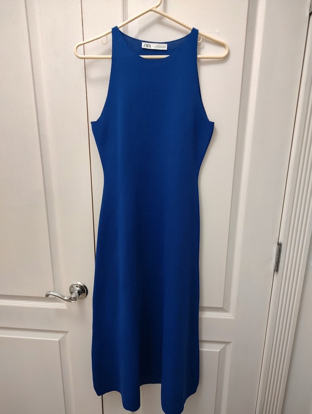 Zara Cobalt Blue High-Neck Midi Dress